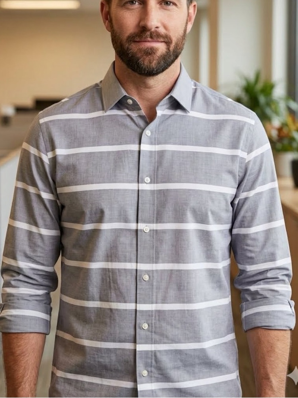 BANANA REPUBLIC SLIM FIT- Button-Down Shirt, Tall Large